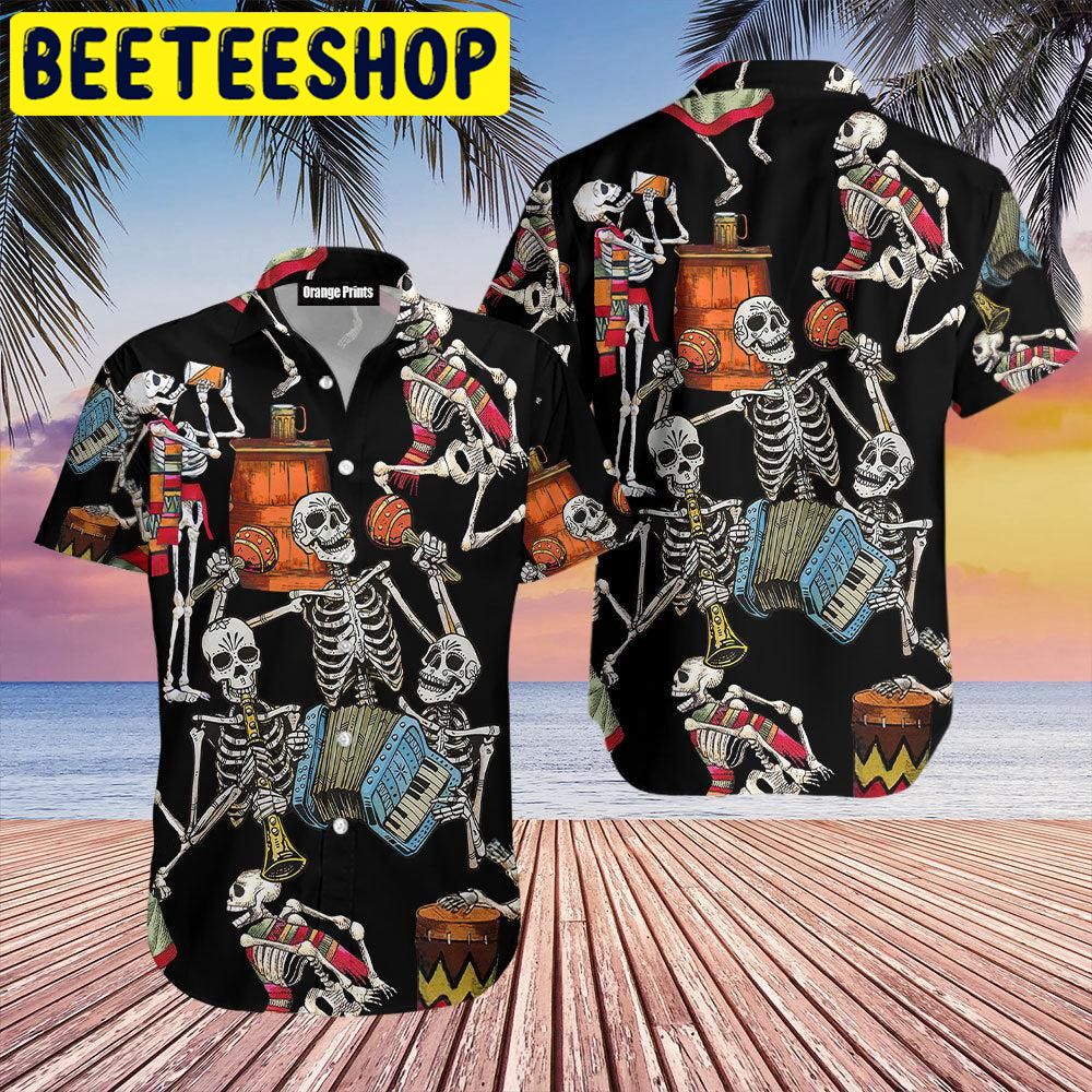 Skeleton Accordion Halloween Hawaiian Shirt