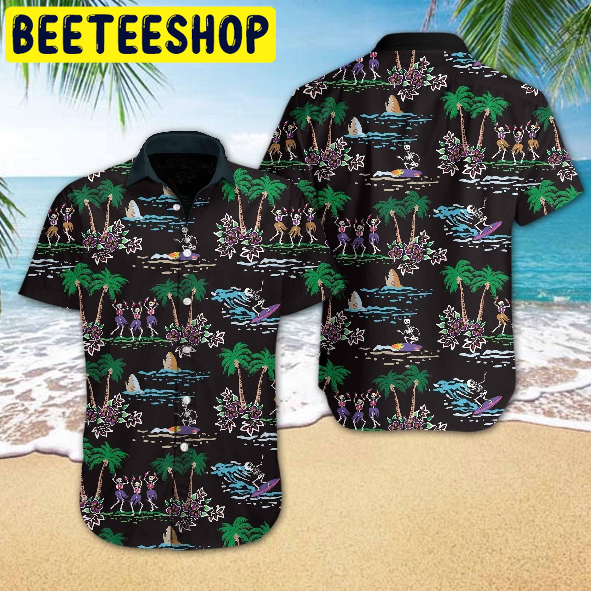 Skeleton Beach Halloween Hawaiian Shirt