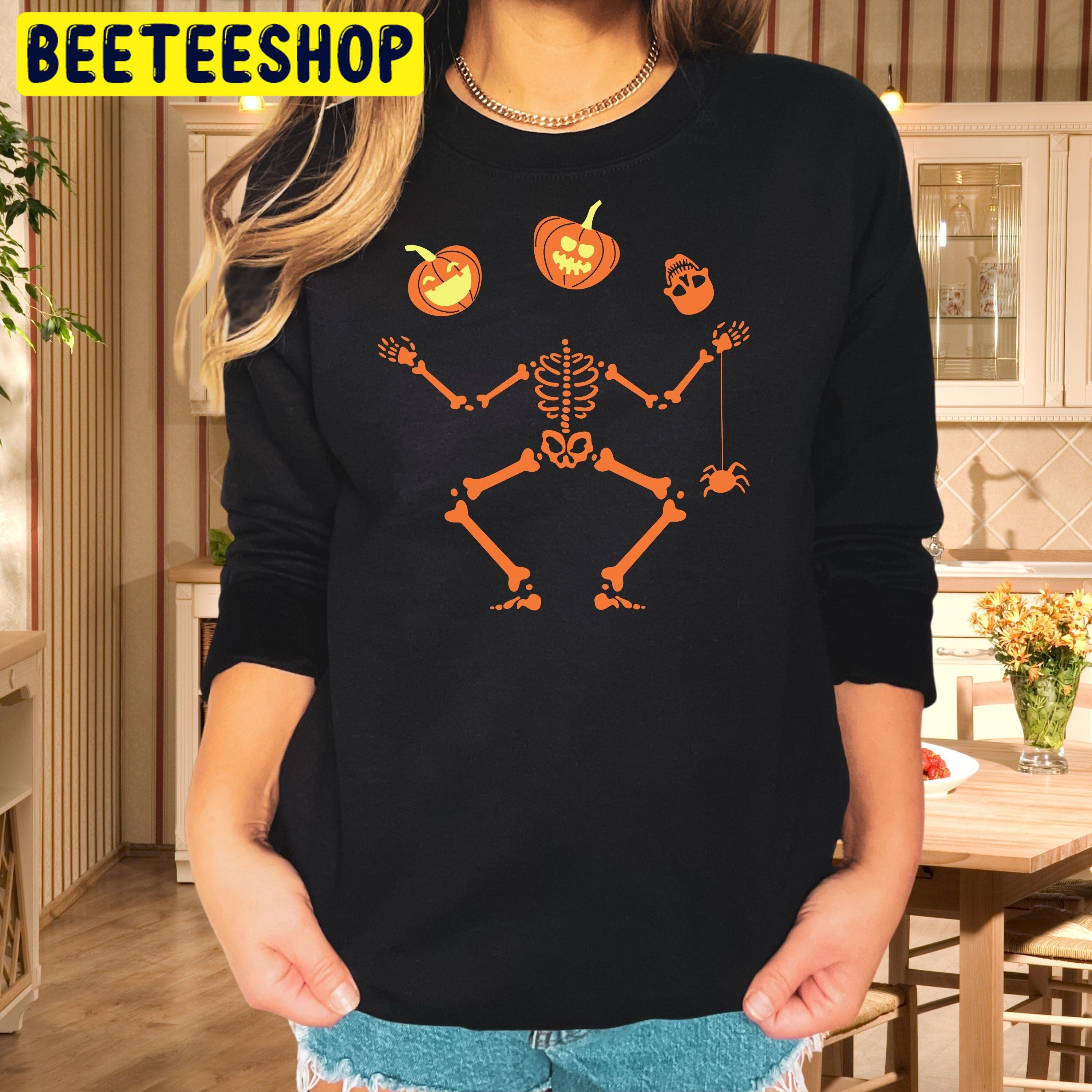 Skeleton Pumpkin Dancing Skeleton Halloween Pumpkin Trending Unisex Shirt