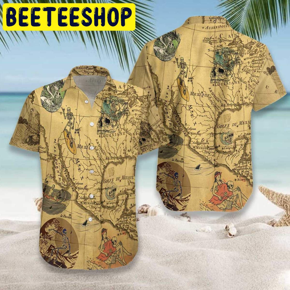 Skeleton Surfing Halloween Hawaiian Shirt