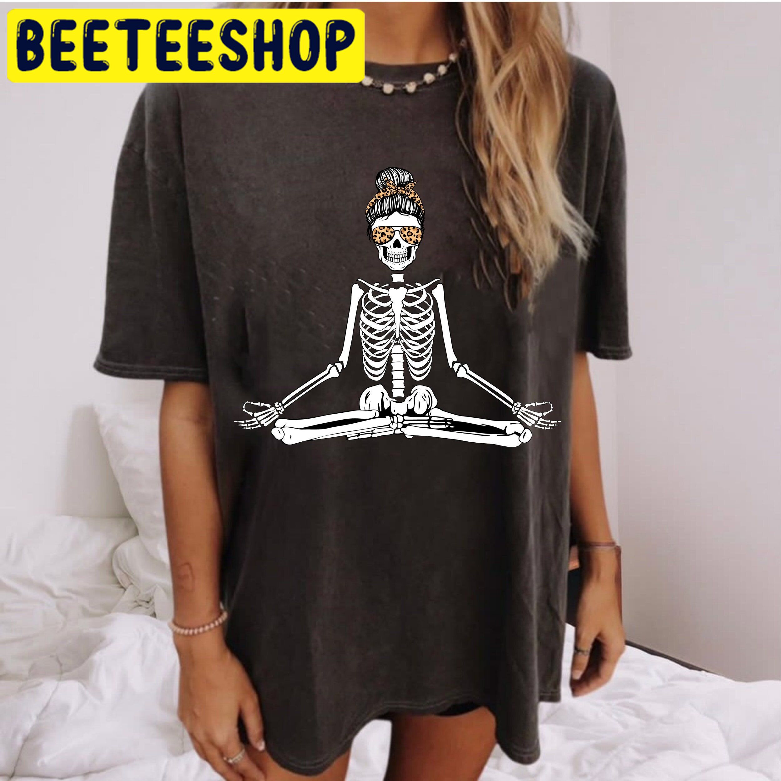 Skeleton Yoga Halloween Trending Unisex Shirt