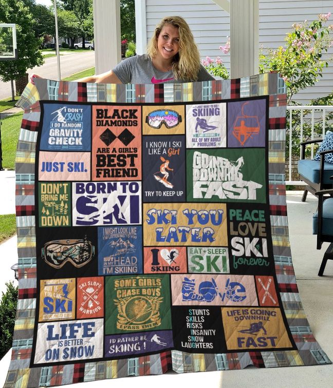 Skiing Life Is Better On Snow Quilt Blanket Great Customized Gifts For Birthday Christmas Thanksgiving Skiing Lover