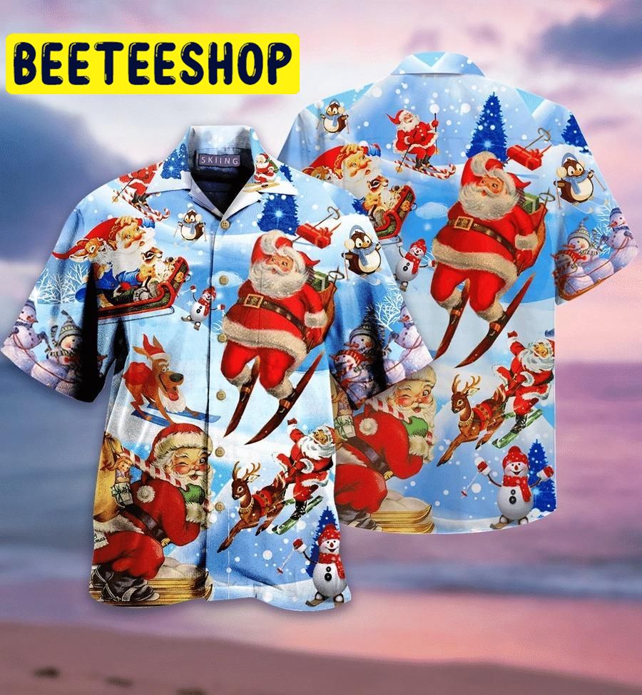 Skiing Santa Claus Hawaiian Shirt