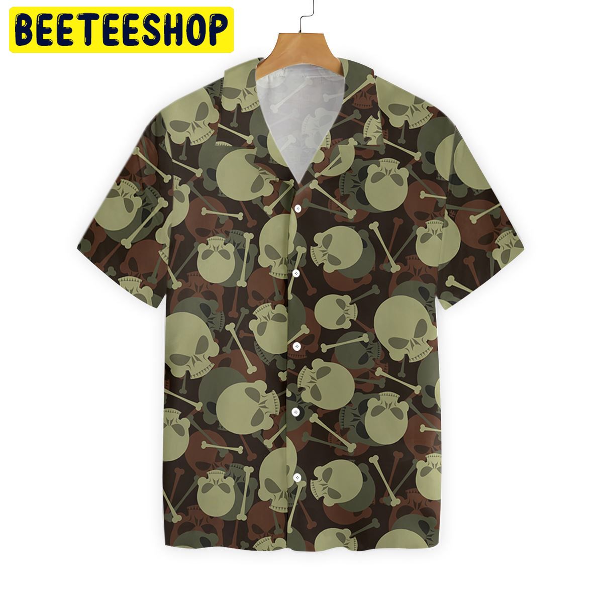 Skull And Bone Military Pattern Trending Hawaiian Shirt