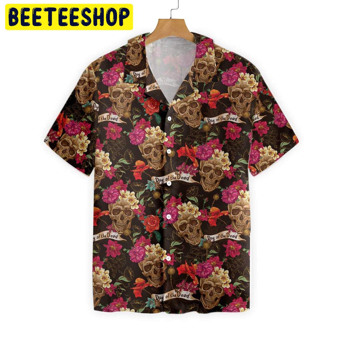 Skull And Flowers Day Of Dead Trending Hawaiian Shirt