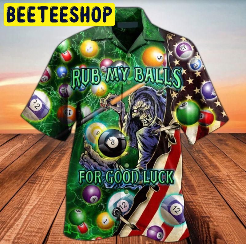 Skull Billiard Rub My Balls For Good Luck Hawaiian Shirt