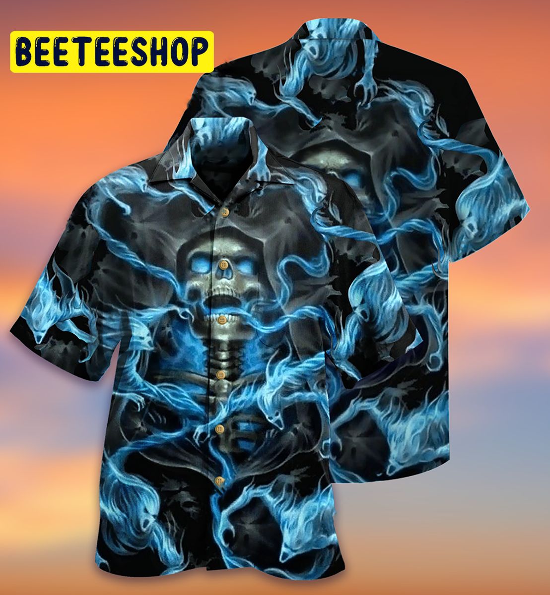 Skull Black Ground Trending Hawaiian Shirt