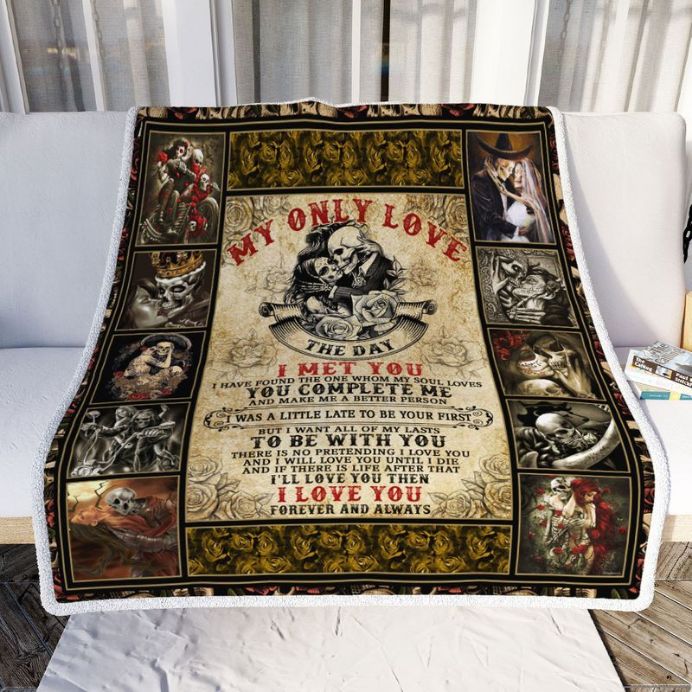 Skull Couple My Only Love The Day I Met You Comfy Sofa Throw Blanket