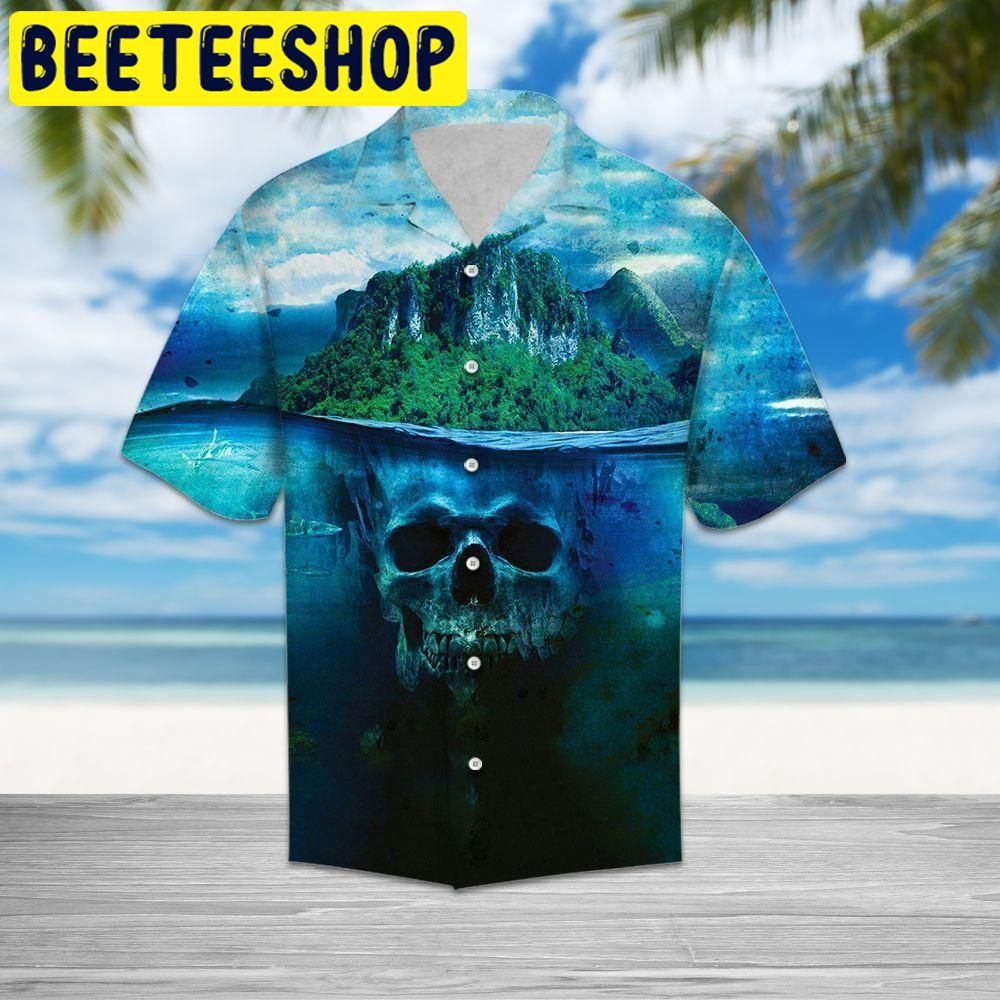 Skull Deep Water Blue Unique Design Hawaiian Shirt