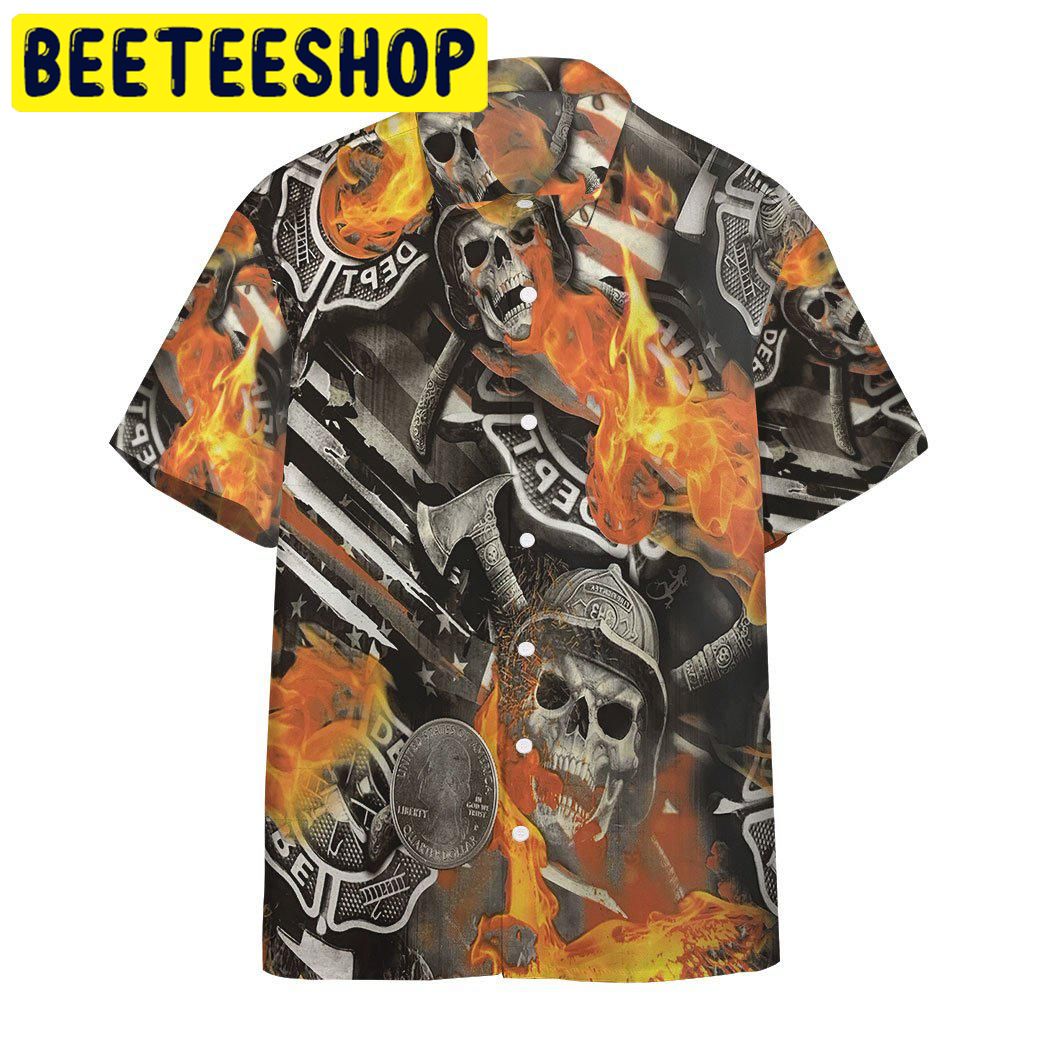 Skull Firefighter Hawaiian Shirt