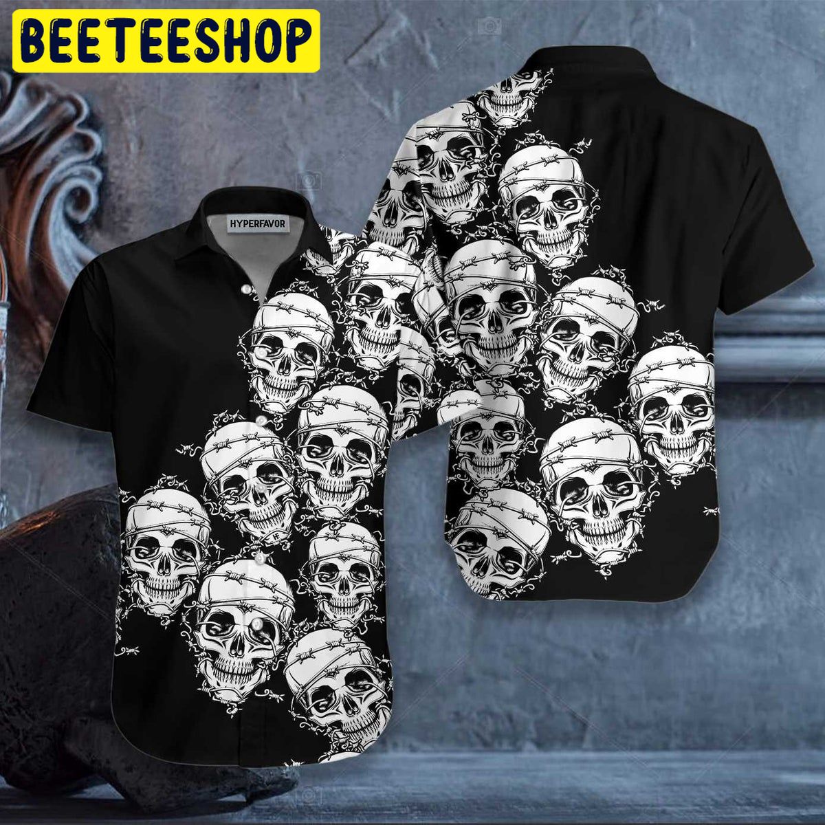 Skull In Barbed Wire Gothic Trending Hawaiian Shirt