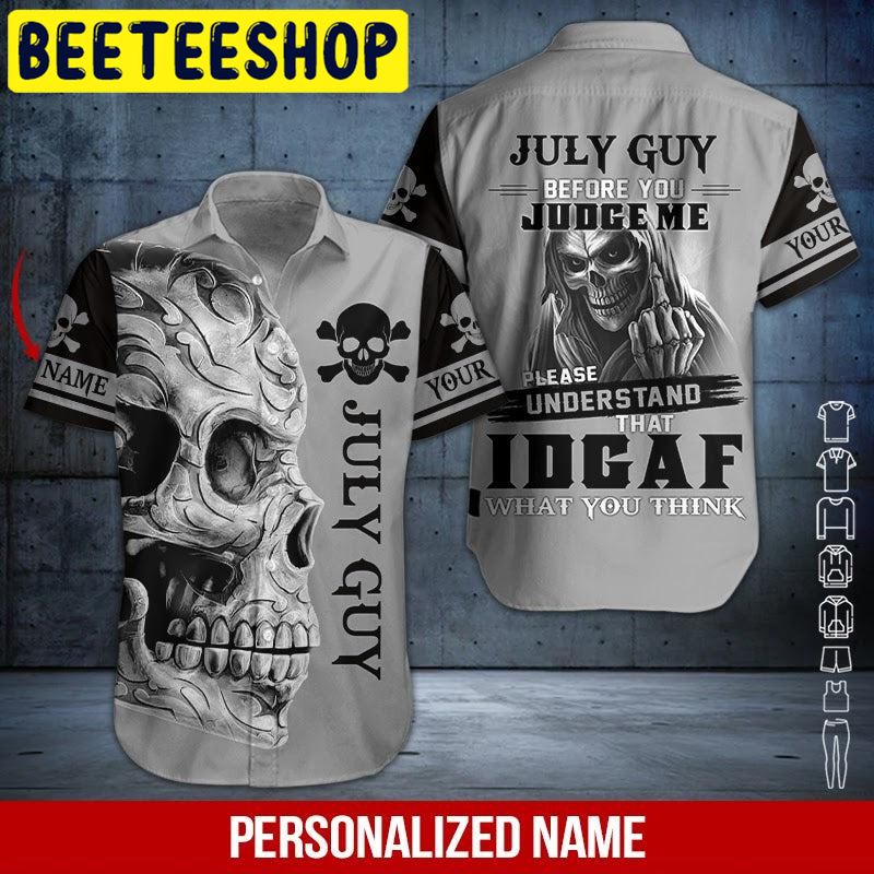 Skull July Guy Custom Name Hawaiian Shirt