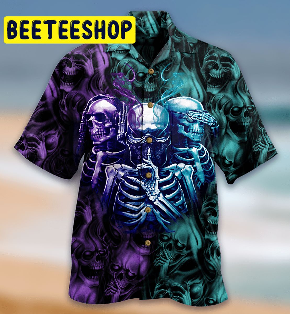 Skull Neither Hear Nor See Hawaiian Shirt