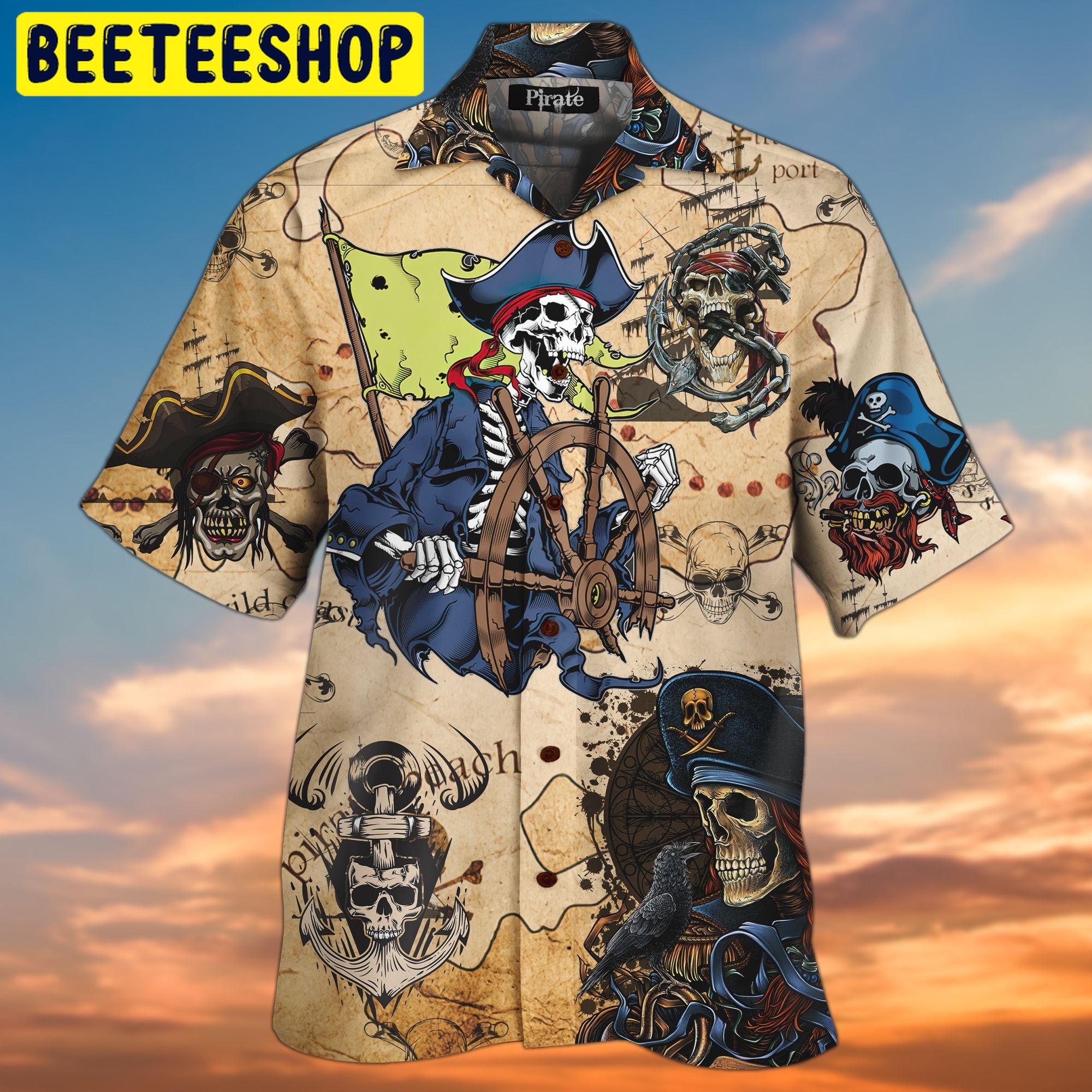 Skull Pirate 3D All Over Printed Trending Hawaiian Shirt