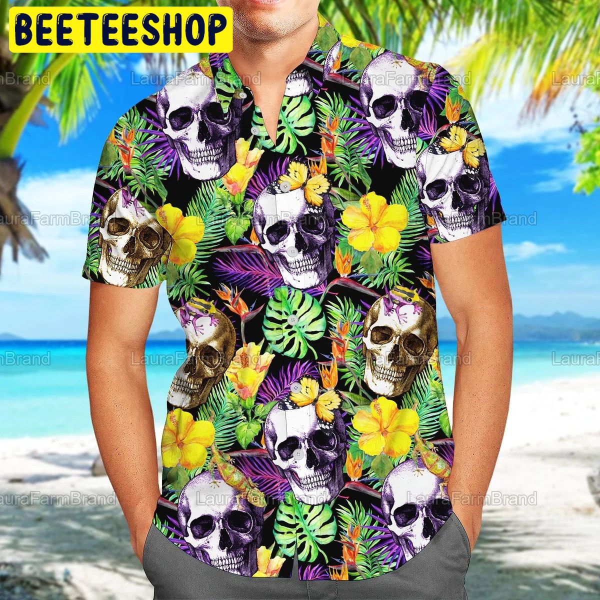 Skull Tropical Floral Aloha Trending Hawaiian Shirt