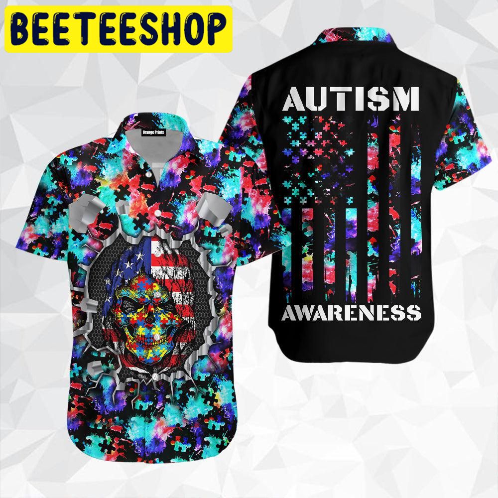 Skull Warrior Autism Awareness Hawaiian Shirt