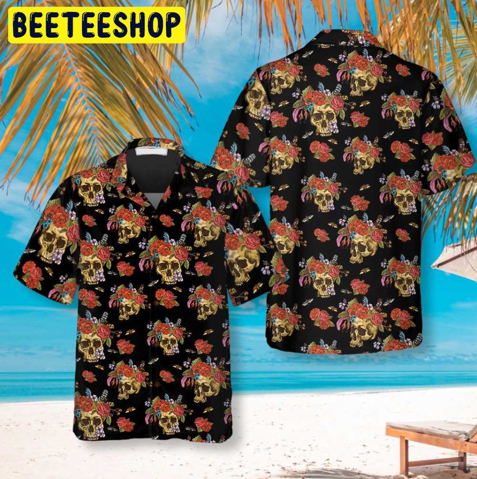 Skulls & Flowers Day Of The Dead Trending Hawaiian Shirt