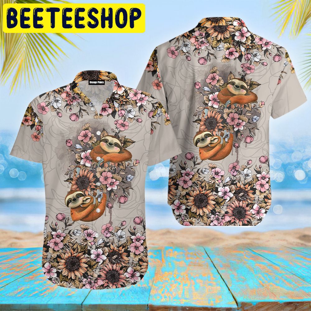 Sloth Flower Hawaiian Shirt