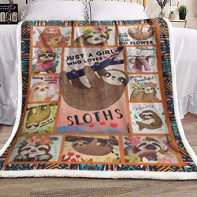 Sloth Just A Girl Who Loves Sloths Comfy Sofa Throw Blanket