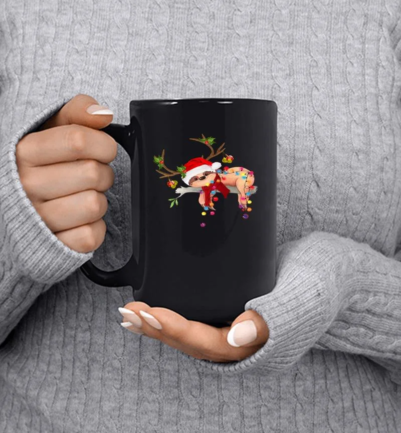 Sloth Santa Reindeer Christmas Mug