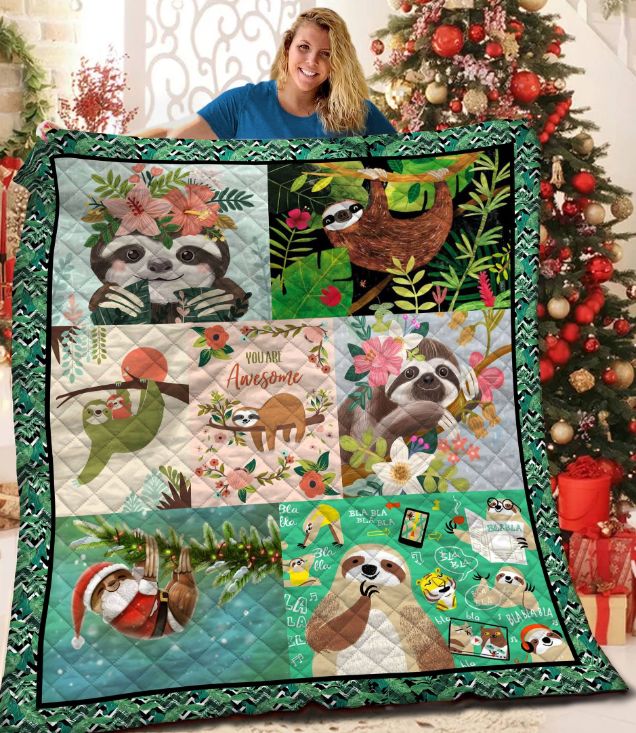 Sloth You Are Awesome Quilt Blanket Great Customized Blanket Gifts For Birthday Christmas Thanksgiving