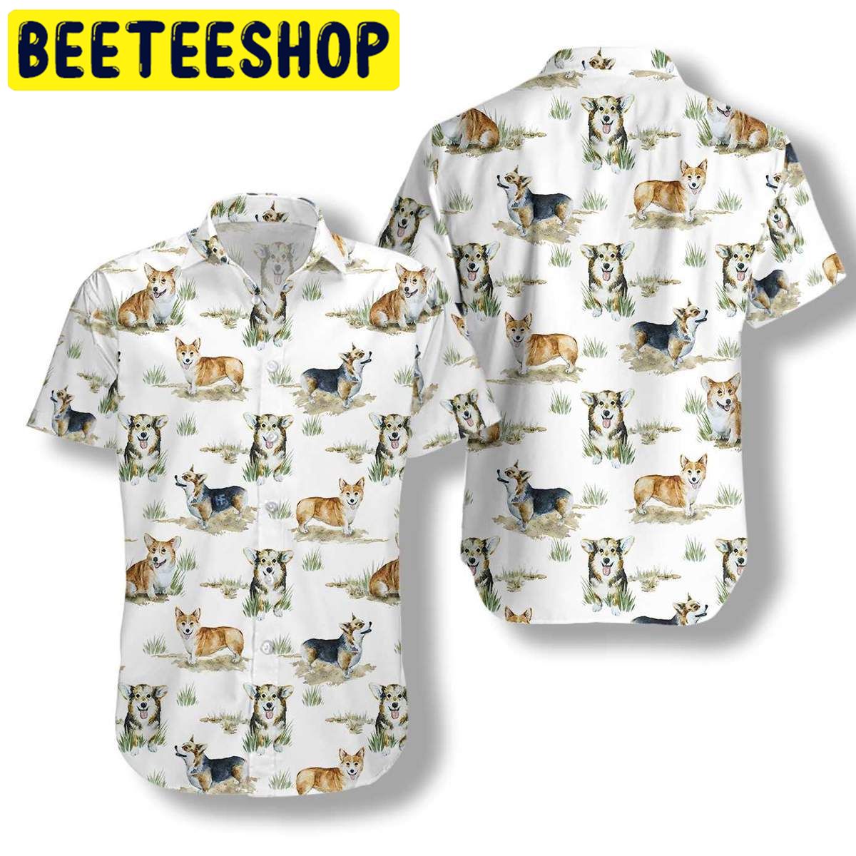 Smiling Corgi Hawaiian Shirt