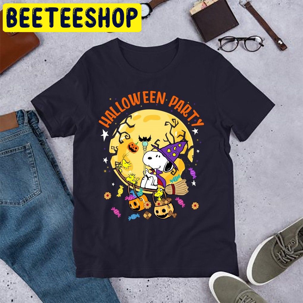 Snoopy Halloween Party Snoopy Witch And Peanuts Trending Unisex Shirt