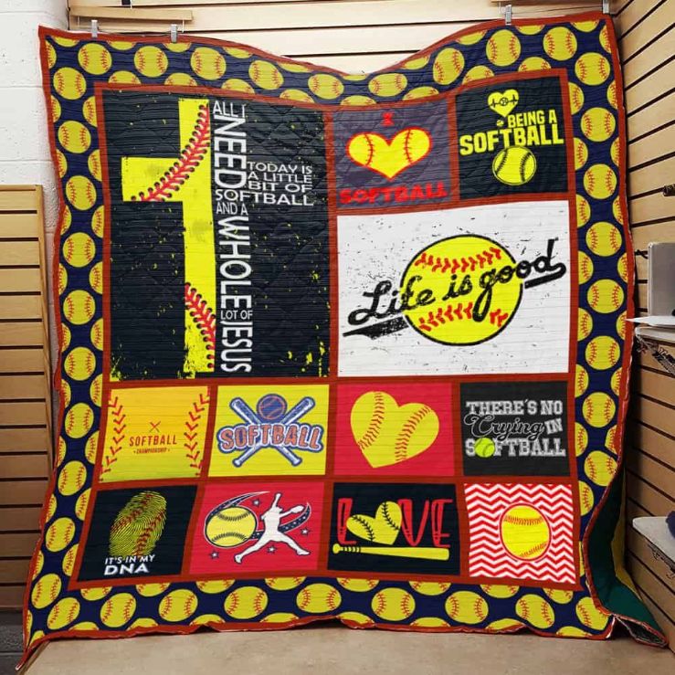 Softball Today Is A Little Bit Of Softball Quilt Blanket Great Customized Gifts For Birthday Christmas Thanksgiving Softball Lover