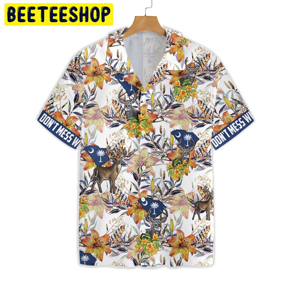 South Carolina White Tailed Deer And Yellow Jessamine Trending Hawaiian Shirt