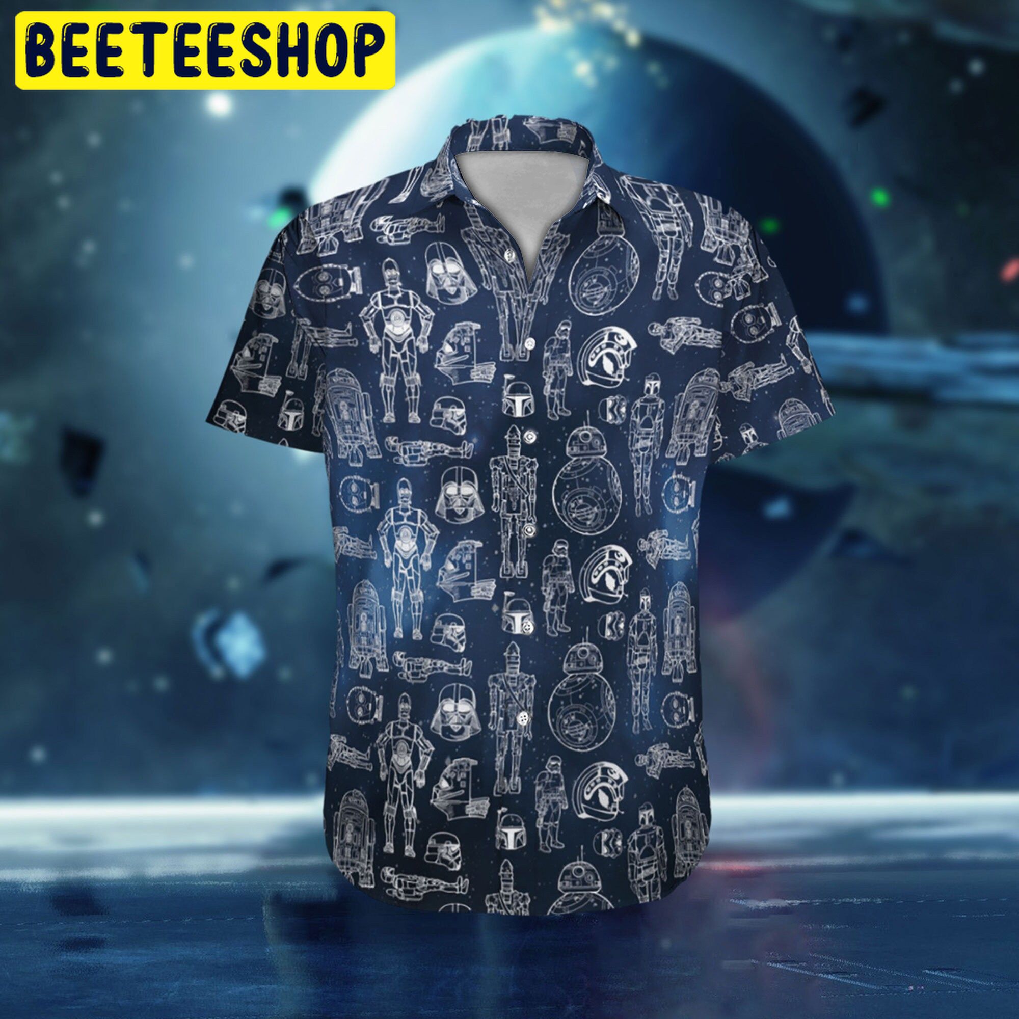 Space Ship Battle Star Wars Button Trending Hawaiian Shirt