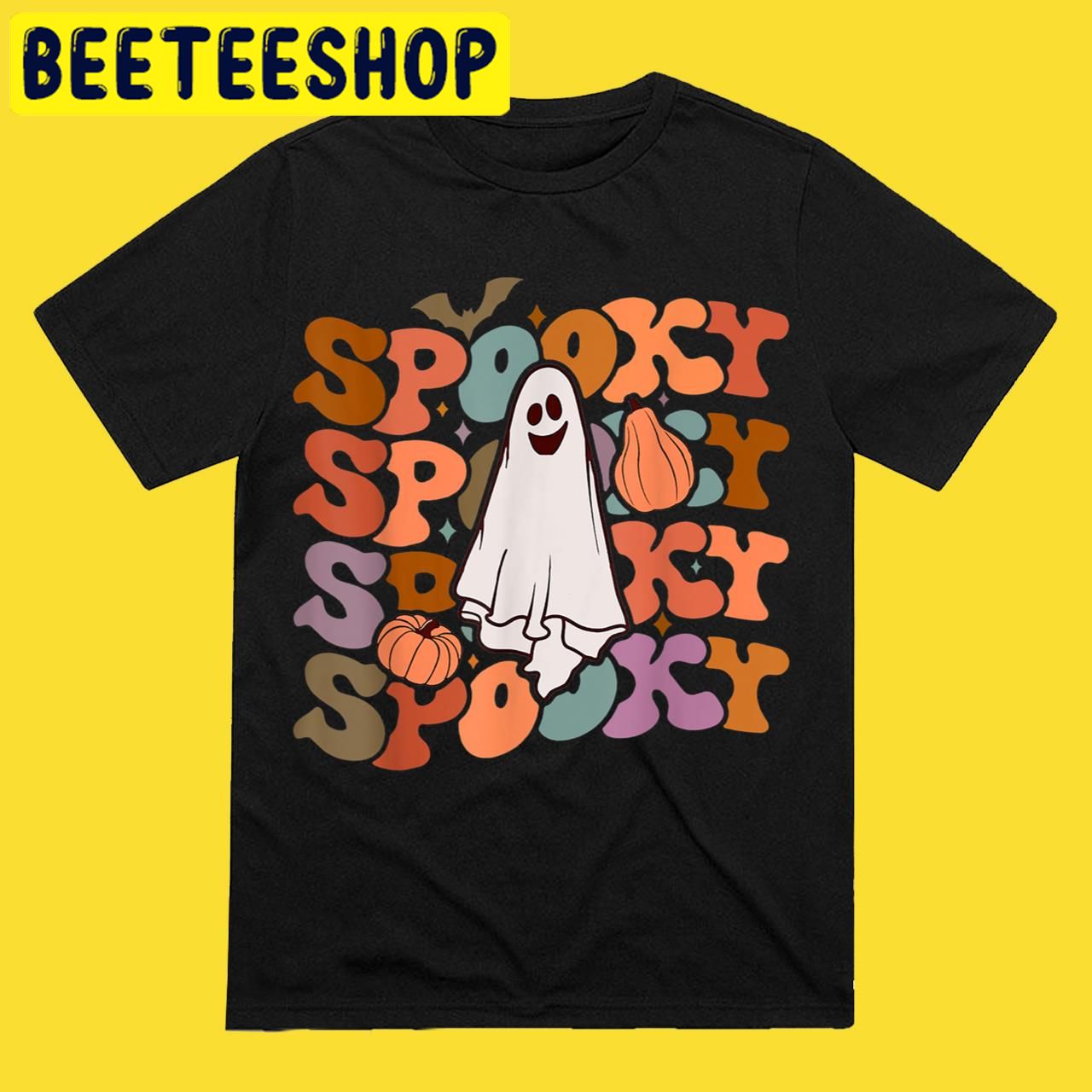 Spooky GhostGroovy Spooky Vibes Vintage Floral Ghost Hippie Halloween Trending Unisex T-Shirt