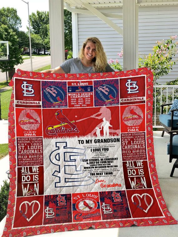 St. Louis Cardinals – To My Grandson – Love Grandmom Quilt Blanket