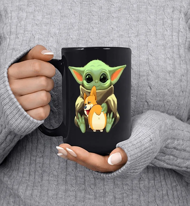 Star Wars Baby Yoda Hug Corgi Mug