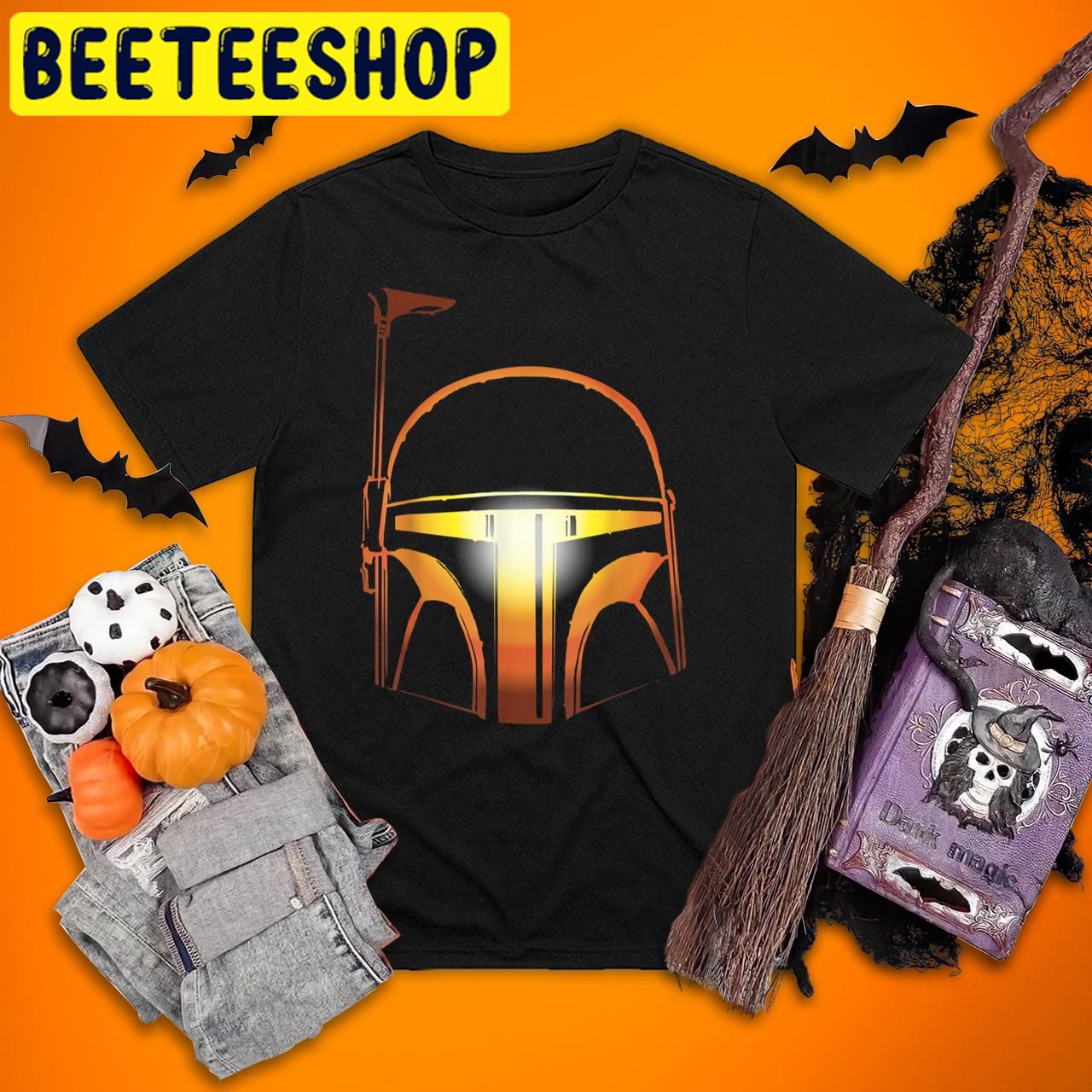 Star Wars Boba Fett Orange Helmet Glow Halloween Trending Unisex T-Shirt