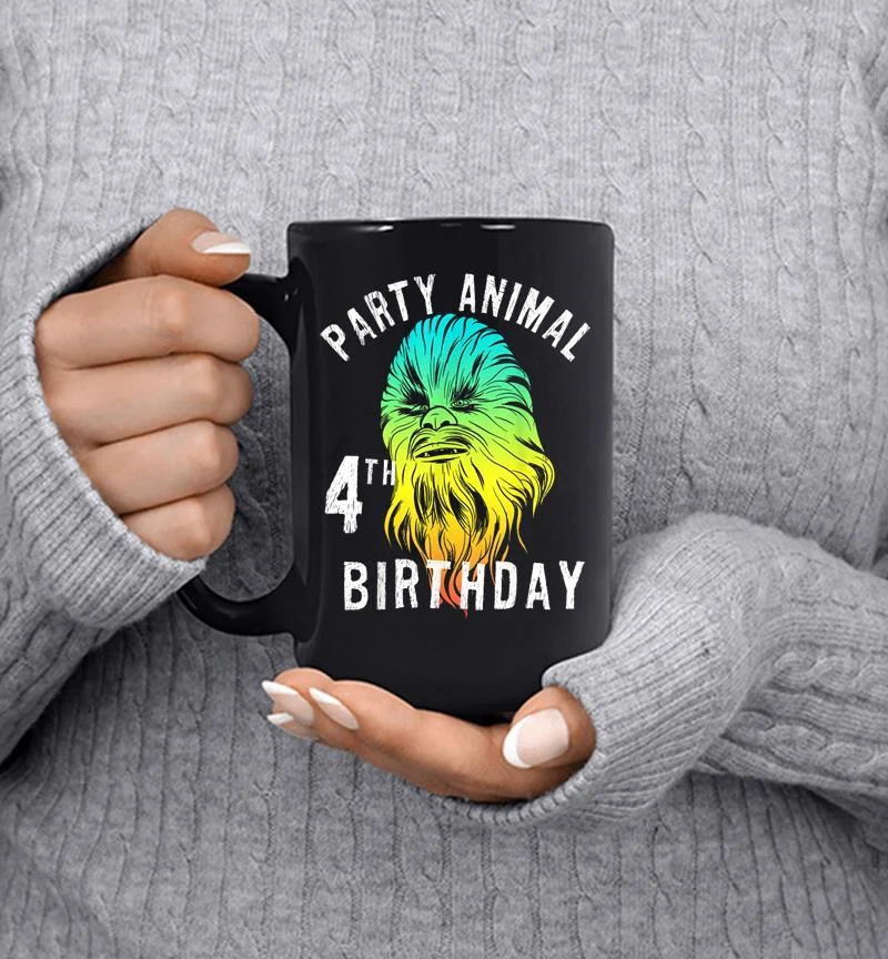 Star Wars Chewie Party Animal 4th Birthday Colorful Portrait Mug