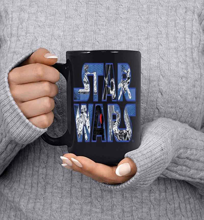 Star Wars Logo Millennium Falcon And Death Star Mug