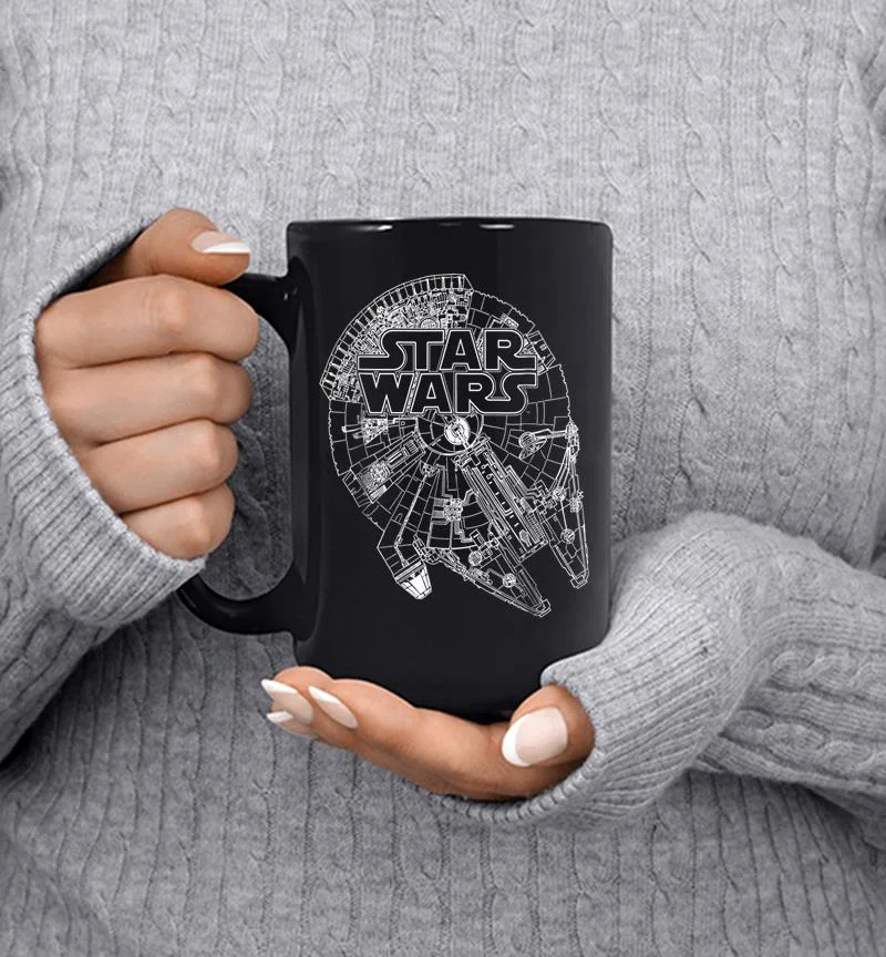 Star Wars Logo On Millenium Falcon Graphic Mug