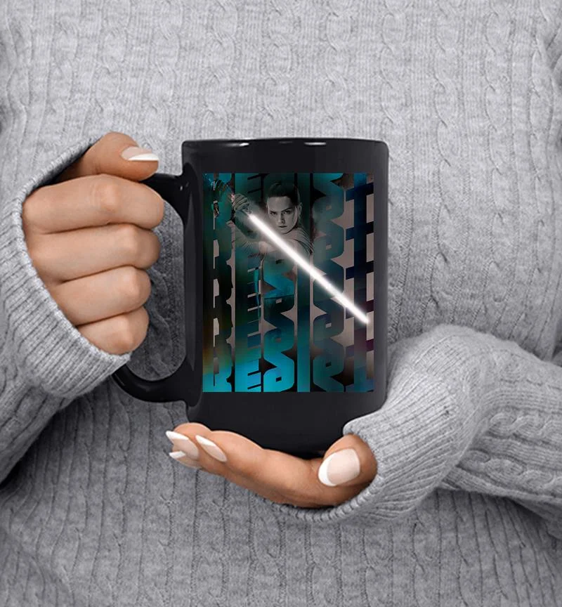 Star Wars Rey Resist Lightsaber Poster Mug