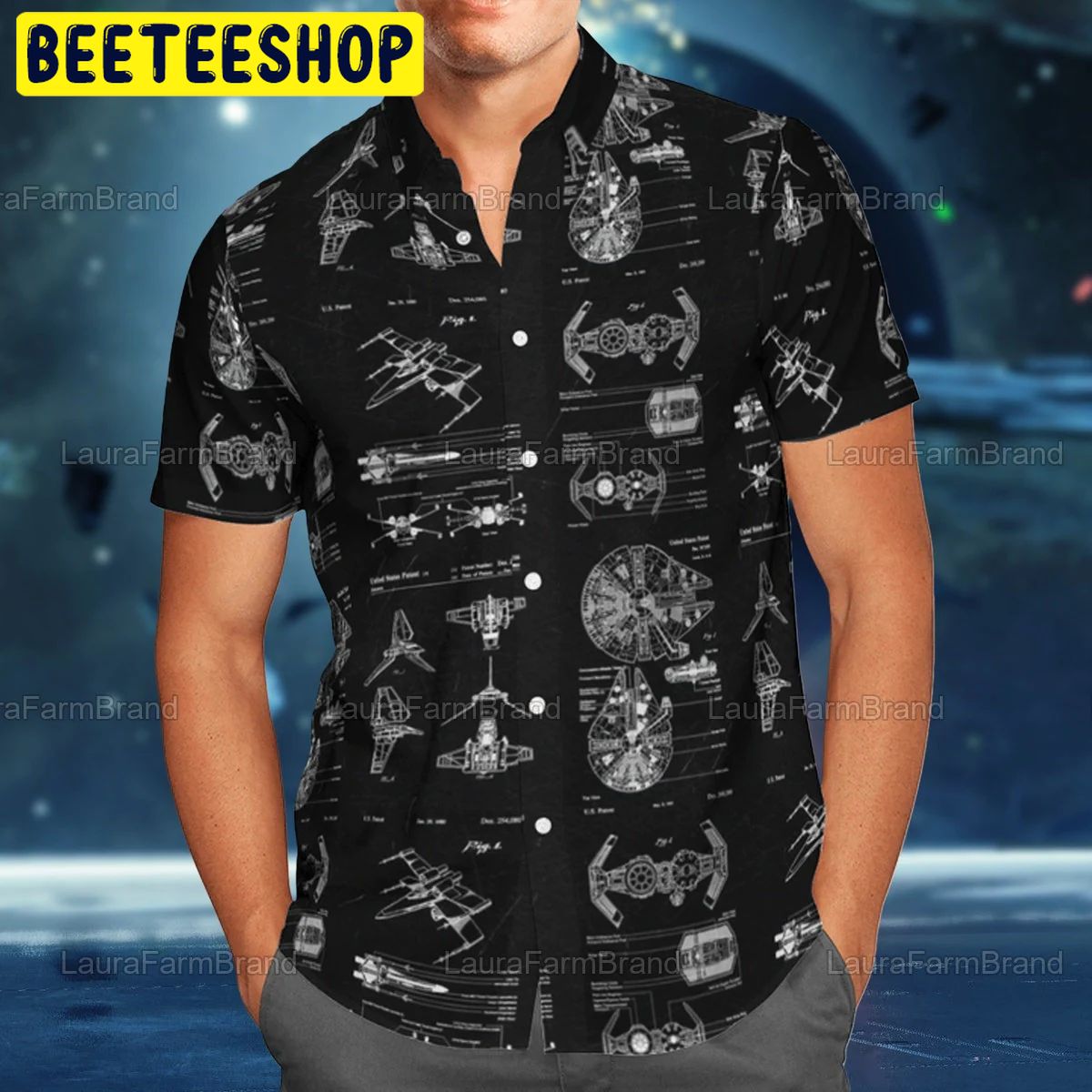 Star Wars Space Ship Battle White Pattern Trending Hawaiian Shirt