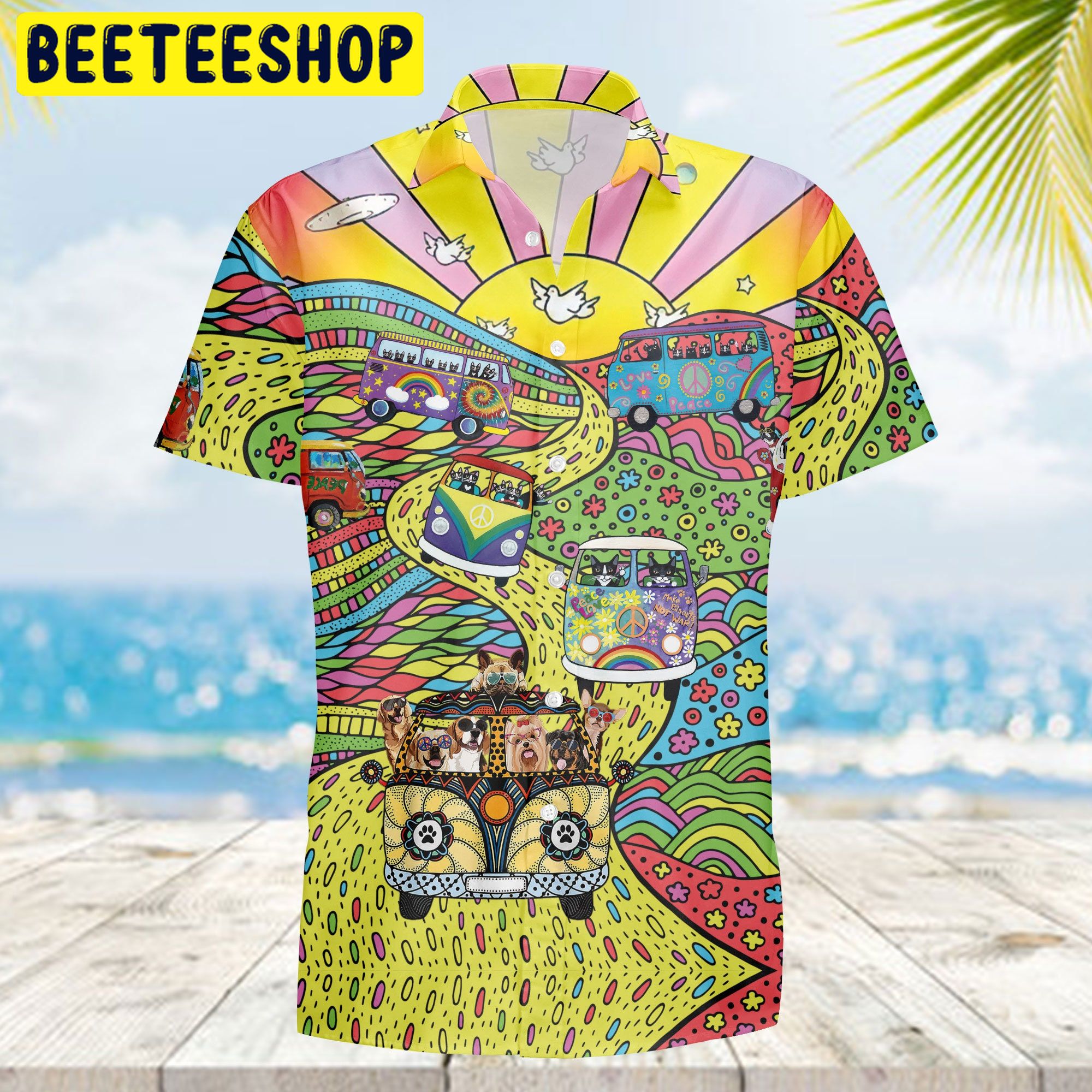 Stay Trippy Little Hippie Cats Dogs Trending Hawaiian Shirt