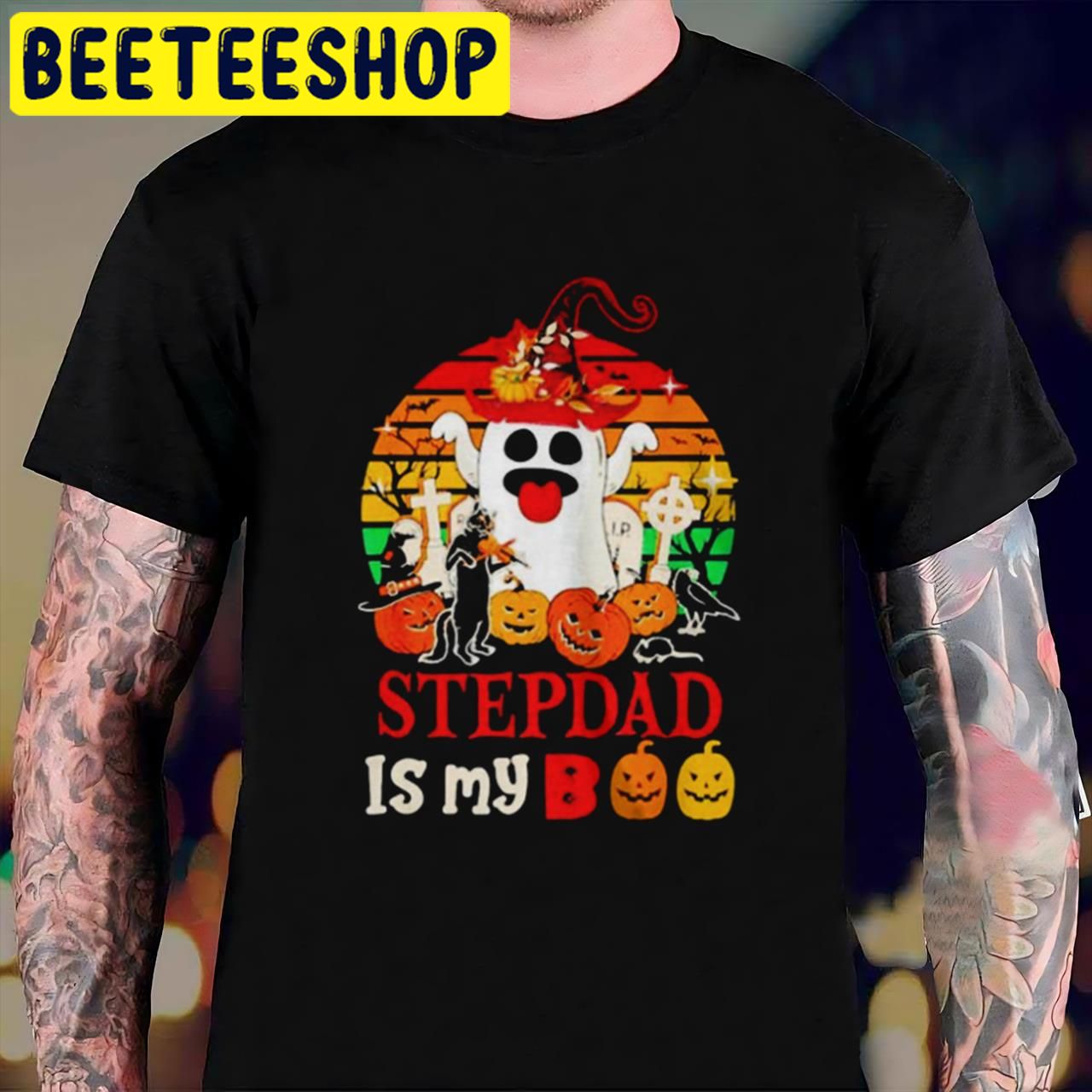 Stepdad Is My Boo Scary Pumpkins Boo Ghost Stepdad Halloween Trending Unisex T-Shirt