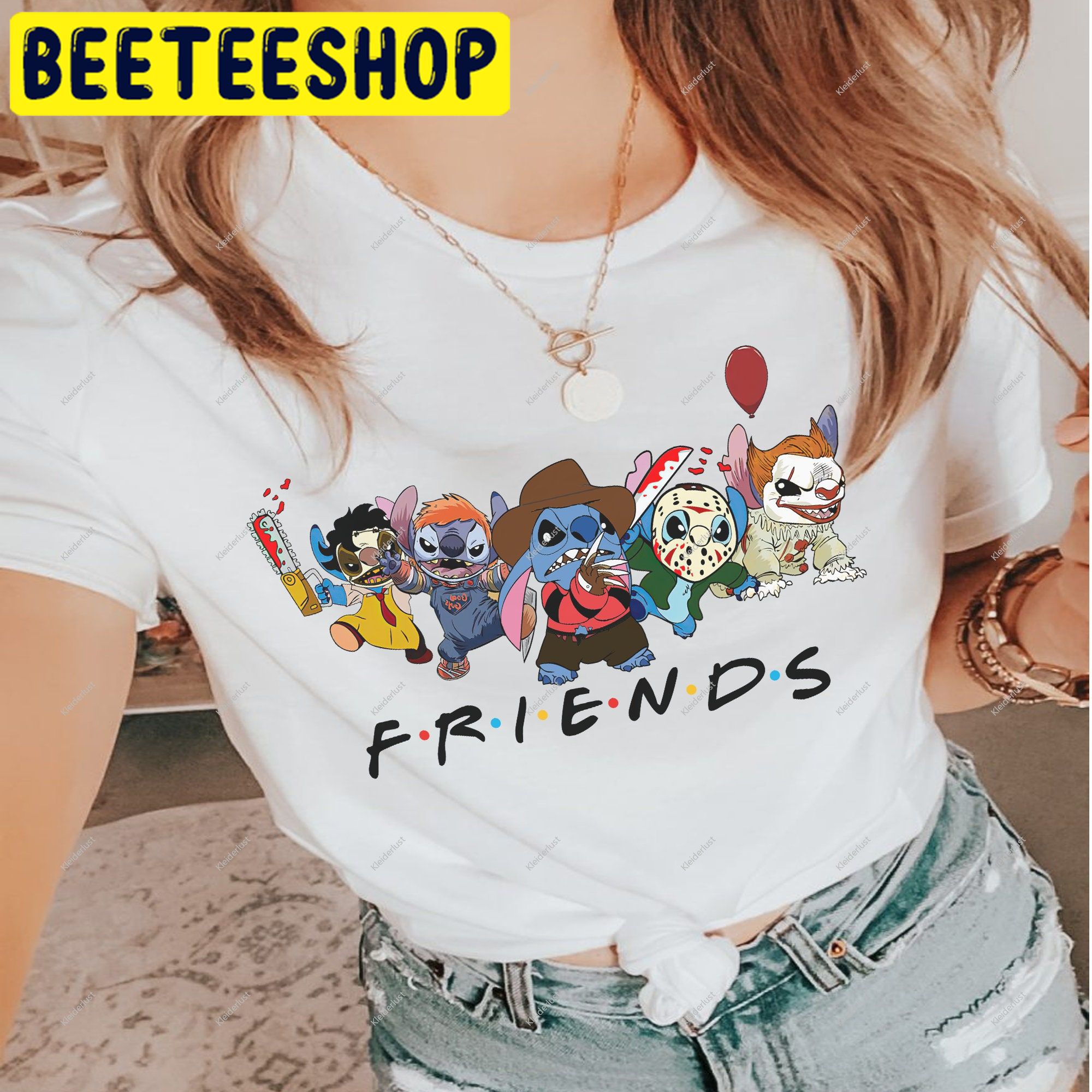 Stitch Friends Horror Movie Characters Halloween Trending Unisex Shirt