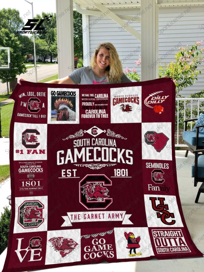 Straight Outta South Carolina Gamecocks Quilt Blanket Great Customized Blanket Gifts For Birthday Christmas Thanksgiving