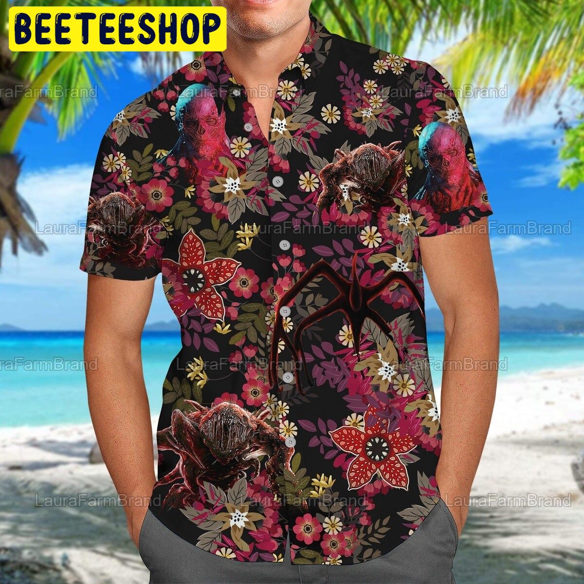 Stranger Things Floral Horror Summer Halloween Trending Hawaiian Shirt ...