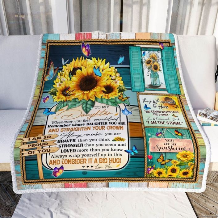 Sunflower And Butterfly To My Daughter You Are My Sunshine Comfy Sofa Throw Blanket