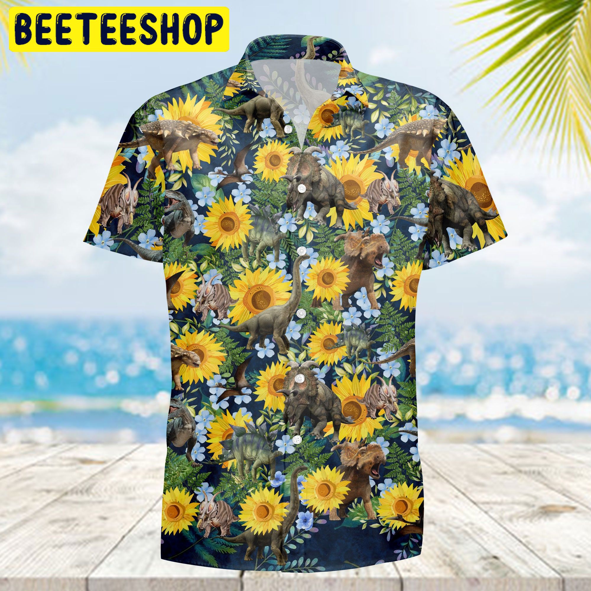 Sunflower Dinosaur Trending Hawaiian Shirt