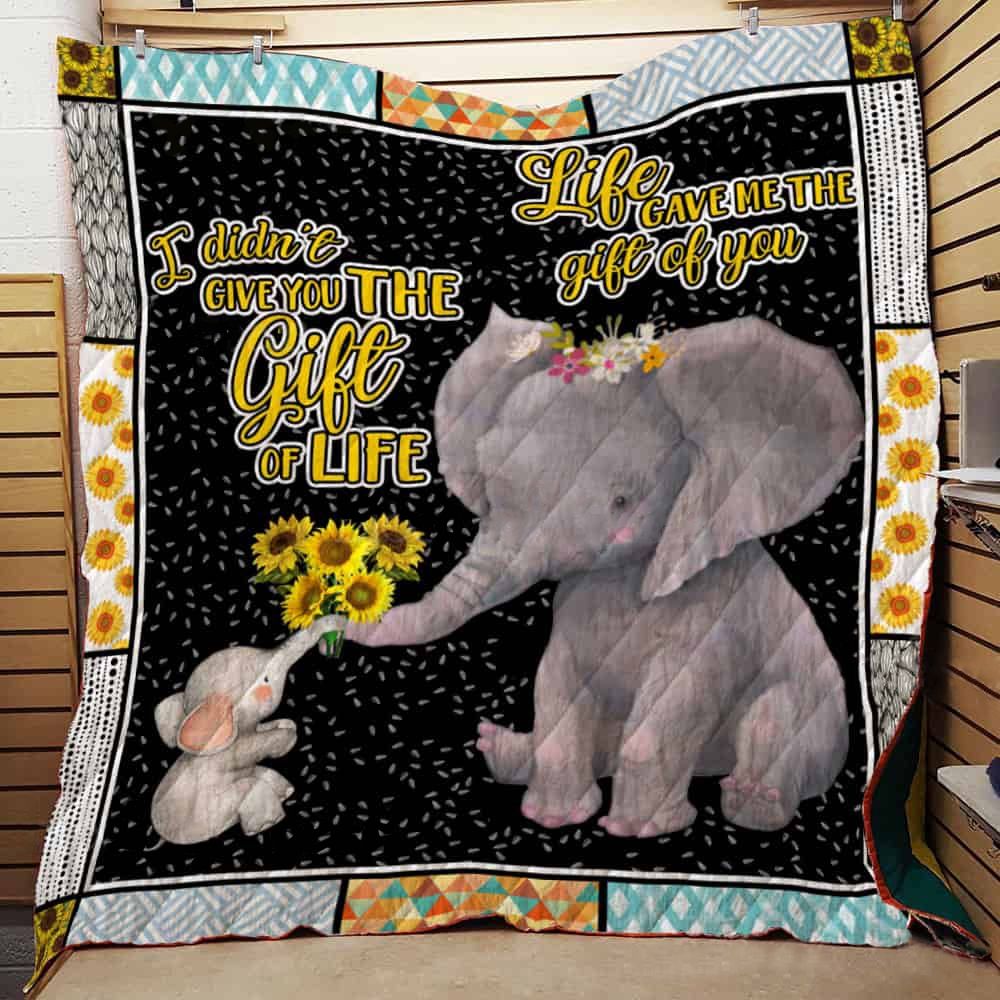 Sunflower Elephant Life Gave Me The Gift Of You Quilt Blanket Great Customized Gifts For Birthday Christmas Thanksgiving Elephant Lover