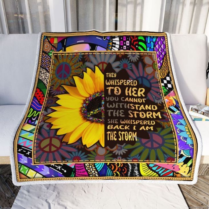 Sunflower Hippie They Whisoered To Her You Cannot Withstand The Storm Comfy Sofa Throw Blanket