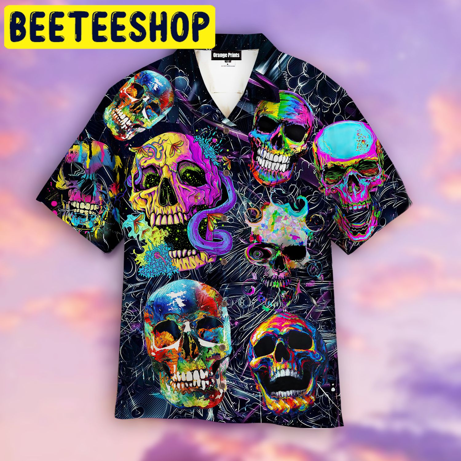 Sunflower Skull Hippie Hawaiian Shirt