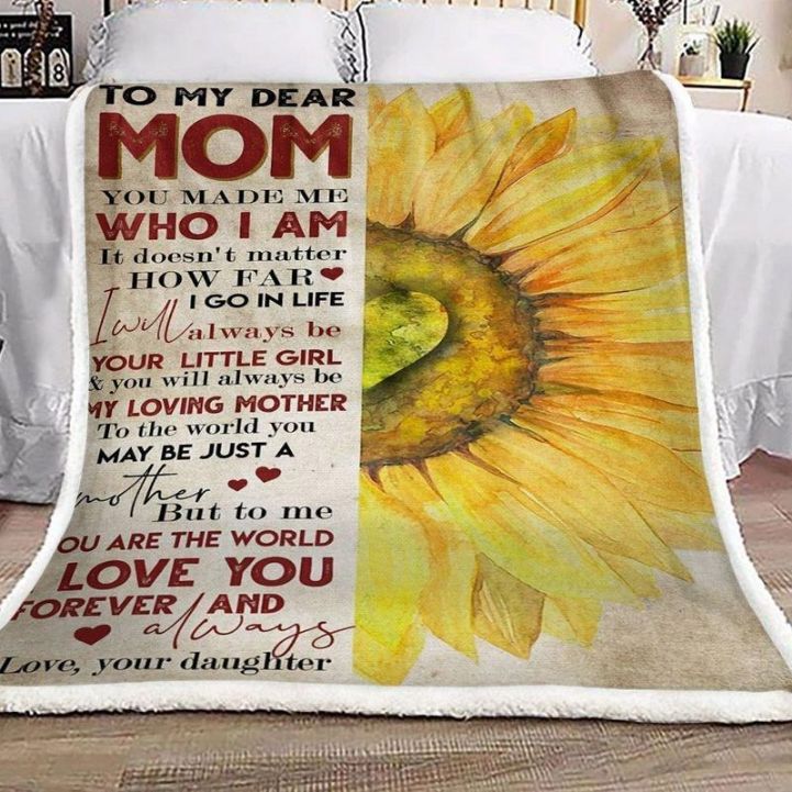 Sunflower To My Dear Mom Love You Forever And Always Love You Daughter Comfy Sofa Throw Blanket